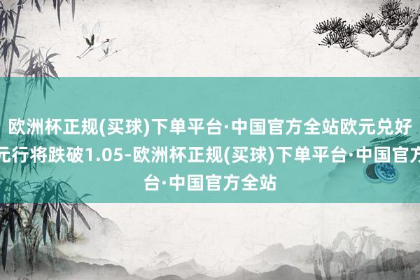 欧洲杯正规(买球)下单平台·中国官方全站欧元兑好意思元行将跌破1.05-欧洲杯正规(买球)下单平台·中国官方全站