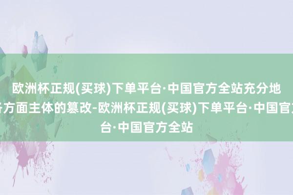 欧洲杯正规(买球)下单平台·中国官方全站充分地调度各方面主体的篡改-欧洲杯正规(买球)下单平台·中国官方全站