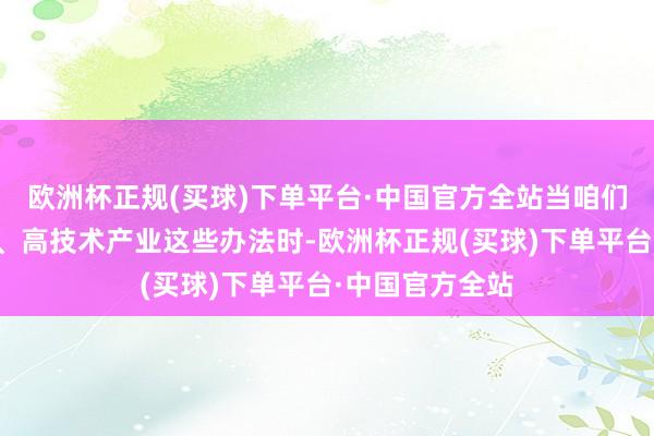 欧洲杯正规(买球)下单平台·中国官方全站当咱们提到工业经济、高技术产业这些办法时-欧洲杯正规(买球)下单平台·中国官方全站