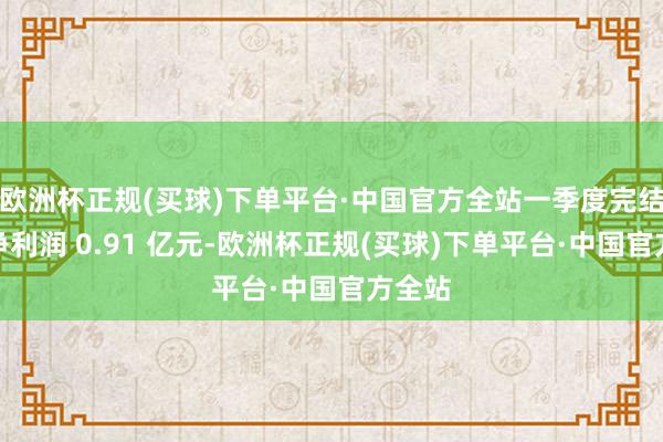 欧洲杯正规(买球)下单平台·中国官方全站一季度完结归母净利润 0.91 亿元-欧洲杯正规(买球)下单平台·中国官方全站