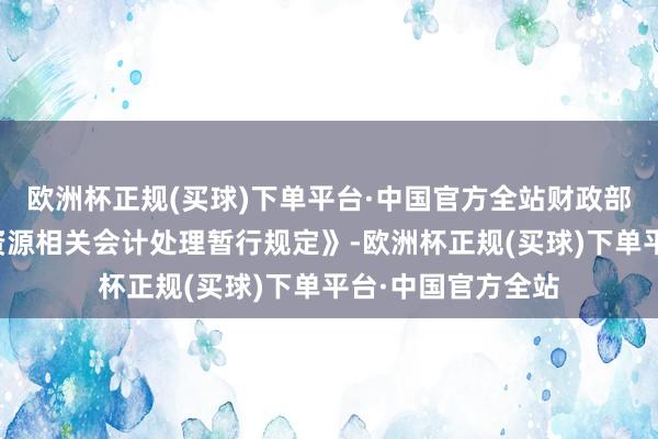 欧洲杯正规(买球)下单平台·中国官方全站财政部发布《企业数据资源相关会计处理暂行规定》-欧洲杯正规(买球)下单平台·中国官方全站